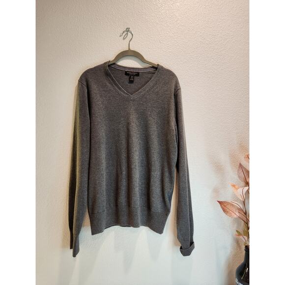 Banana Republic Luxury Blend Silk Cashmere V-Neck Sweater Gray Men’s‎ M - Picture 1 of 3
